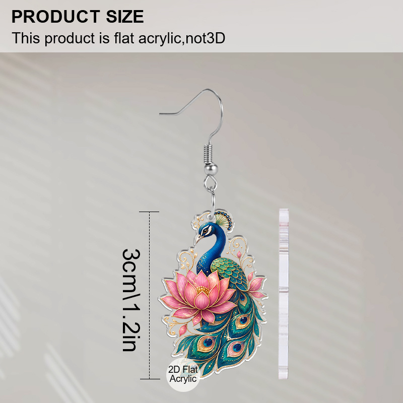 Women's Blooming Lotus Peacock Acrylic Earrings